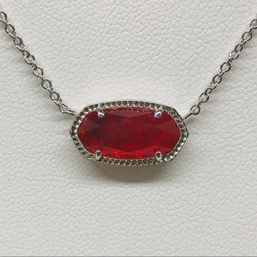 Kendra Scott Elisa Ruby Red Necklace Silver Tone - Picture 3 of 6